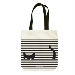 Seltzer Goods Black Cat Striped Canvas Tote Bag